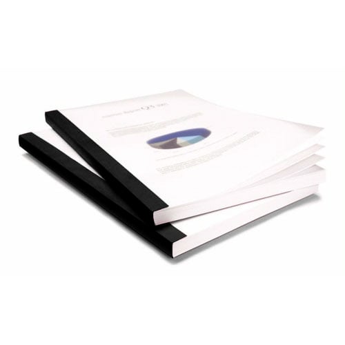 Coverbind 5/8" Black Clear Linen Thermal Covers 50pk - 575305 (08CB58BLACK), Coverbind brand Image 1