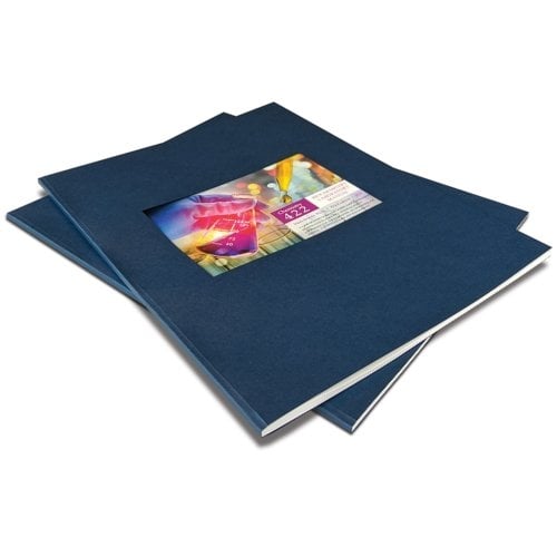Coverbind 1/8" Wrap-Around Navy Linen Thermal Binding Covers w/ Window - 90pk (08CBLW18NAVY)