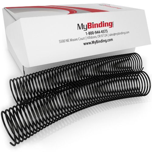Black Spiral Binding Coils 12 in, 20mm, 4:1 Pitch, 50 Pack Plastic Spines for 160 Sheets 