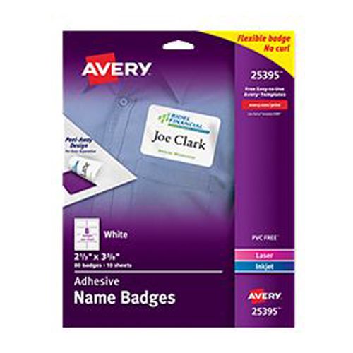 Avery 5133 Flexible Name Badge Labels 20 pack 2.34" x 3.375"  BRAND NEW