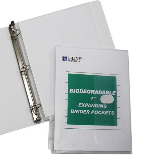 Biodegradable Acid-Free Poly Binder Pocket Gusset 1 Inch 10 Pack Clear 