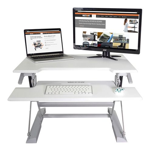 Victor High Rise Height Adjustable, Electric Adjustable Height Desk With Keyboard Tray