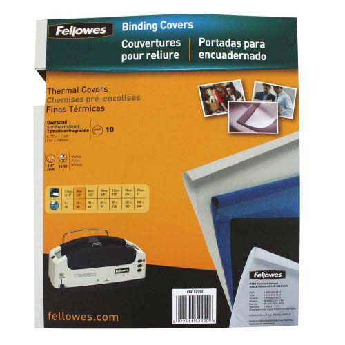 Free Shipping New Fellowes 1/8" Gloss White Thermal Binding Covers 10pk 