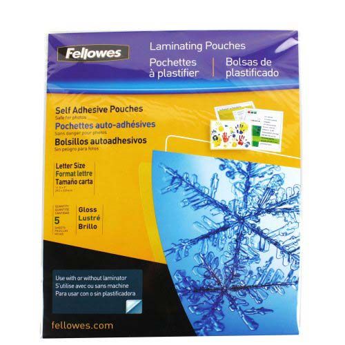 5pk New Fellowes Self Adhesive Business Card Size Laminating Pouches 