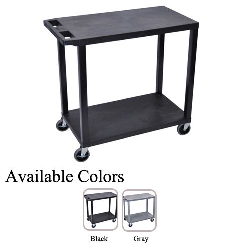Weight Capacity 400 lbs Luxor EC22-B Utility Cart With Two Flat Shelves Black 