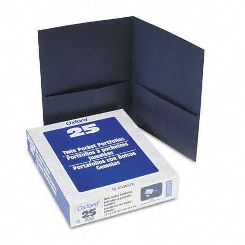 Textured Paper New Dark Blue 57538EE Holds 100 Sheets Letter Size Twin-Pocket Folders Box of 25 