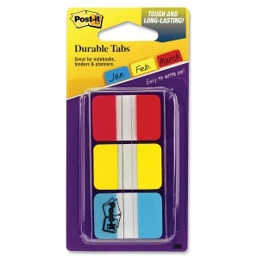 3M Post It Tabs 1" x 1.5" Writable Repositionable 3 Lined Colors 66pk 