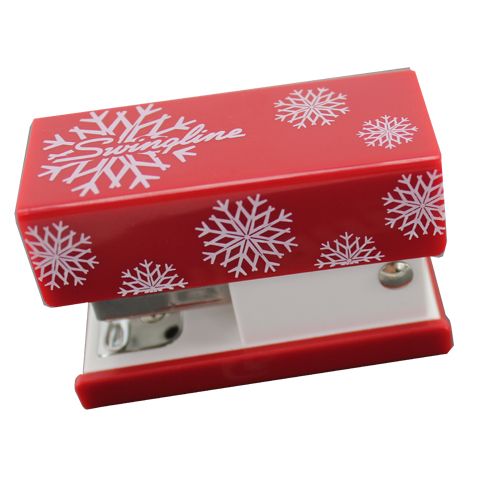 Red with Snowflakes Swingline Mini Fashion Stapler with 1000 Standard Staples
