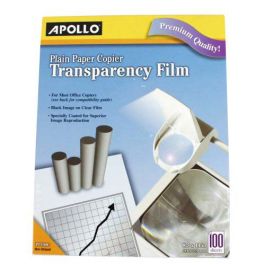 VPP100CE Black on Clear Sheet without Stripe ACCO Brands Apollo Transparency Film for Plain Paper Copier 100 Sheets/Pack