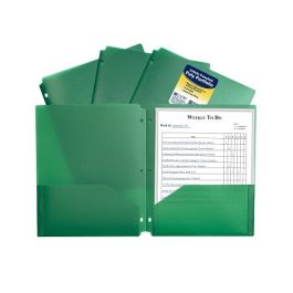 C-Line Poly Portfolio Folder,3-Hole Punch,2-Pocket,Assorted Primary Color 12PACK 