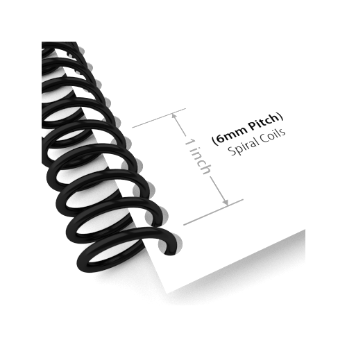 100 per Box 4 to 1 Pitch - 30 Sheet Capacity Black 1/4 inches 6mm TruBind Binding Spines/Spirals/Coils 
