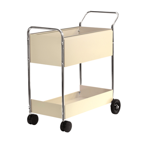 Fellowes Two-Shelf Steel Mail Cart (Chrome) (40922) Image 1