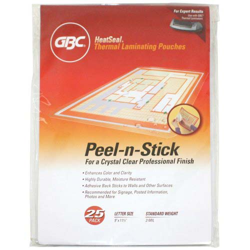 GBC Clear 3mil Peel-N-Stick Letter Laminating Pouches 25pk (3747191) Image 1