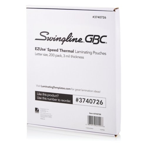 GBC Clear Swingline EZUse 3mil Letter Size Speed Thermal Pouches 200pk (3740726) Image 1