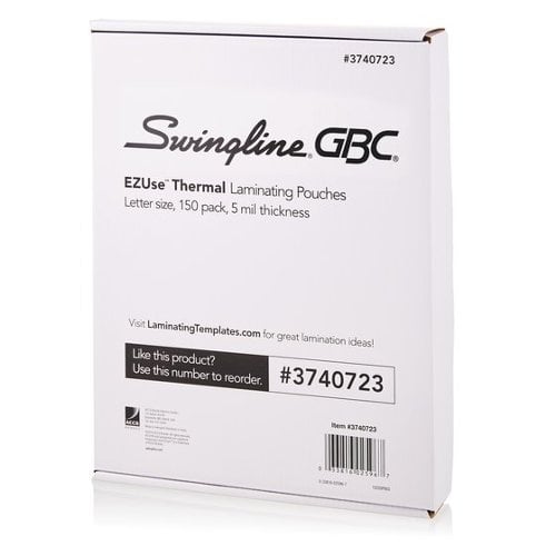 GBC Clear Swingline EZUse 5mil Letter Size Thermal Laminating Pouches 150pk (3740723)