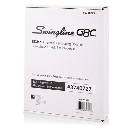 GBC Clear Swingline EZUse 5mil Letter Size Thermal Laminating Pouches 200pk (3740727)