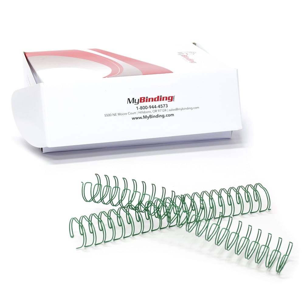 Green 1" 2:1 Pitch Twin Loop Wire - 100pk (W100GN) Image 1