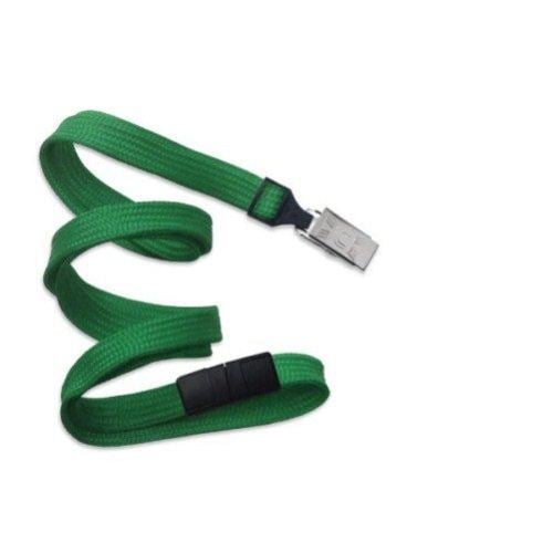 Green Flat Braid Break-Away Lanyard with Bulldog Clip - 100pk (2137-6004), MyBinding brand Image 1