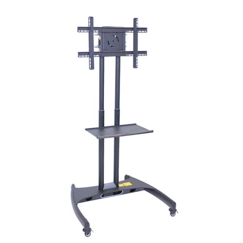 Luxor Black Adjustable Height Flat Panel Stand with Shelf (FP2500) Image 1