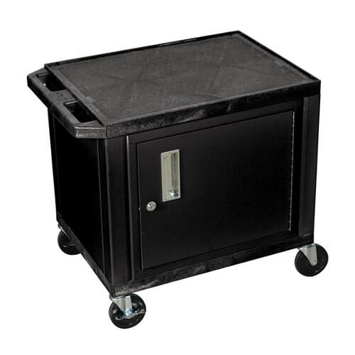H. Wilson Black 24.5" High Tuffy Utility A/V Cart with Cabinet (2-Shelf Black Legs) (WT26C2E) - $161.7 Image 1