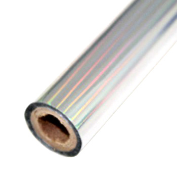 4" x 200' Holographic Rainbow Silver Hot Stamp Foil Roll (1/2" Core) (MYBF4024X200F) - $61.29 Image 1