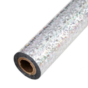 4" x 200' Holographic Splash Silver Hot Stamp Foil Roll (1/2" Core) (MYBF3014X200F) - $61.29 Image 1