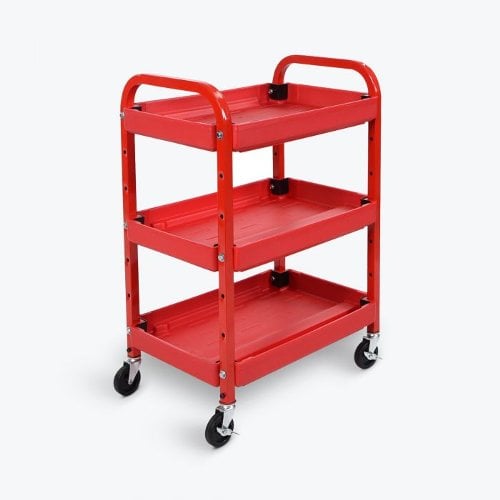 Luxor Red Adjustable-Height 3-Tub Shelves Utility Cart (ATC332), Boards Image 1