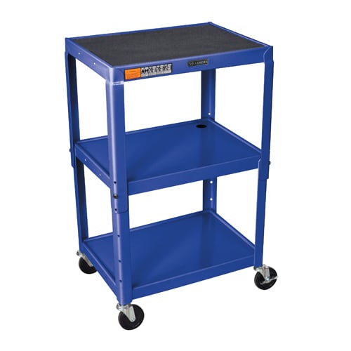 Luxor Adjustable Height Royal Blue Steel 3-Shelf A/V Cart (AVJ42-RB) Image 1