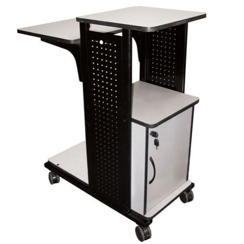 H. Wilson Black Mobile Presentation Station with Cabinet and 4 Shelves (WPS4CE) Image 1