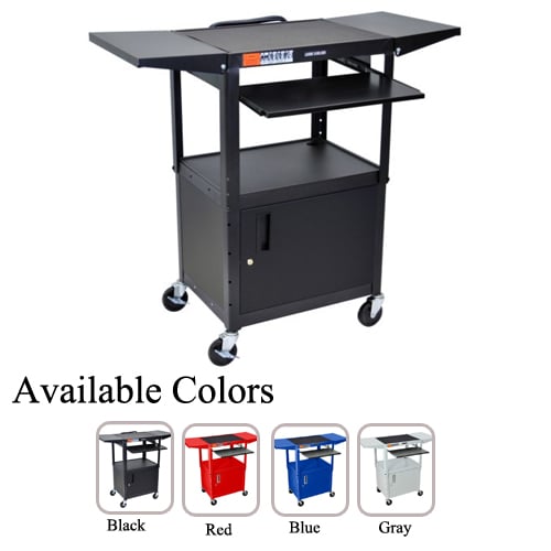Luxor Adjustable Height Steel A/V Cart with Pullout Keyboard Tray,Cabinet and 2 Drop Leaf Shelves (LAVJ42KBCDL) - $382.25 Image 1