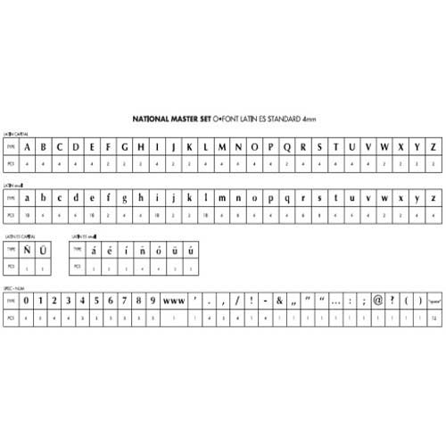 MasterBind Master Set of 9mm Standard Fonts USA (1161-D5000), Finishing Equipment Image 1