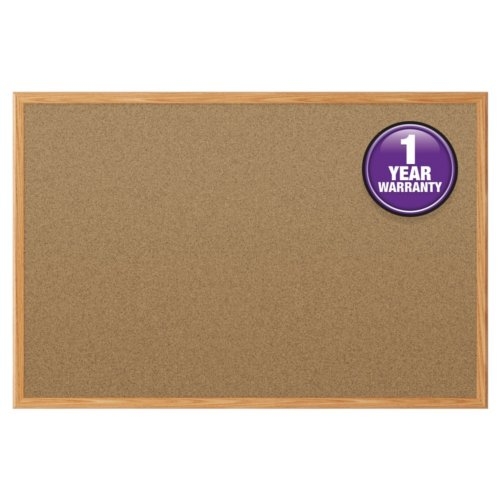 Mead 6' x 4' Natural Cork Bulletin Board with Oak Frame (MEA85368) - $121.91 Image 1