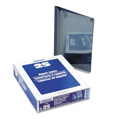 Oxford 1/2" Clear/Navy Clear Front Linen Report Cover 25pk (ESS-53343) - $41.56 Image 1