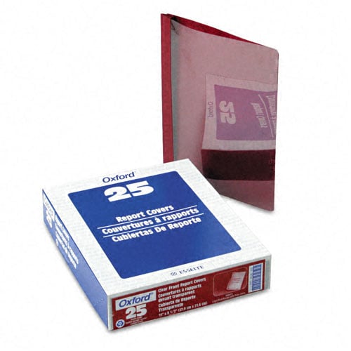 Oxford 1/2" Clear/Red Clear Front Report Cover - 25pk (ESS-58811)