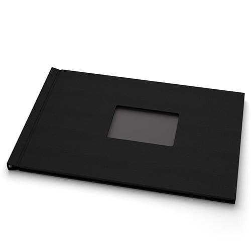 Pinchbook 8" x 12" Landscape Black Cloth Photobook Hardcovers with Window - 5pk (PB812BLKCLL) Image 1