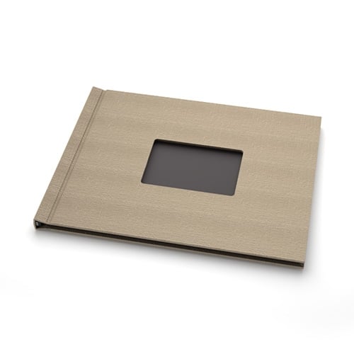 Pinchbook 8" x 10" Landscape Taupe Cloth Photobook Hardcovers with Window - 5pk (PB810TPCLL) Image 1