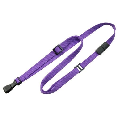 Purple 3/8" Flat Adjustable Breakaway Lanyard with No-Twist Plastic Hook - 100pk (2137-2041) Image 1