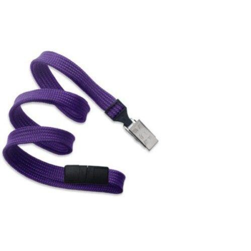 Purple Flat Braid Break-Away Lanyard with Bulldog Clip - 100pk (2137-6013) Image 1