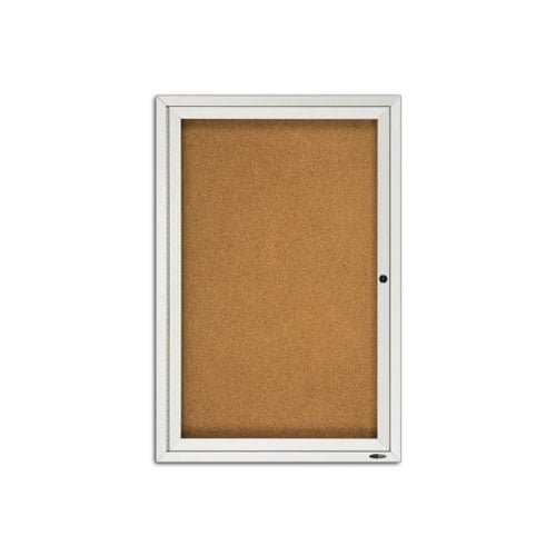 Quartet Silver 3' x 2' Outdoor Enclosed 1 Door Bulletin Board (QRT-2121) - $366.49 Image 1