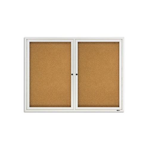 Quartet 4' x 3' Indoor Enclosed Cork Bulletin Board (QRT-2364) - $542.59 Image 1