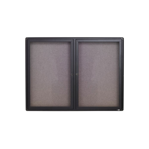 Quartet Gray 4' x 3' Radius Fabric 2 Door Enclosed Bulletin Board (QRT-2364L) - $579.79 Image 1