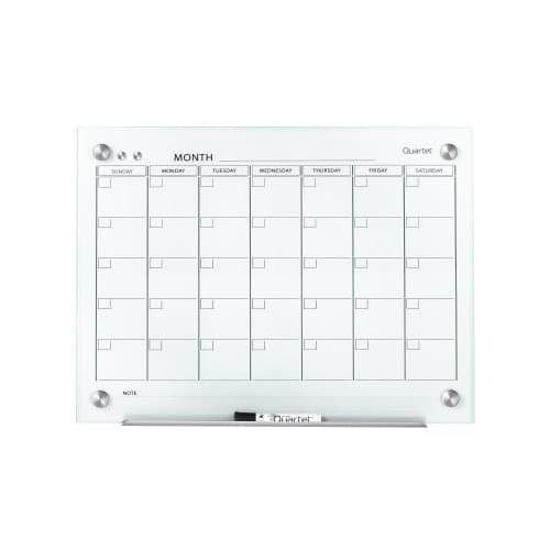 Quartet Infinity Glass 2' x 1.5' White Magnetic Calendar White Board (QRT-GC2418F)