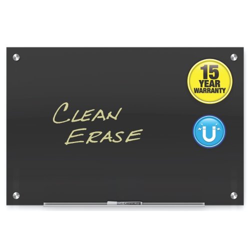 Quartet Infinity Glass 4' x 3' Black Magnetic Frameless Dry-Erase Board (QRT-G4836B)