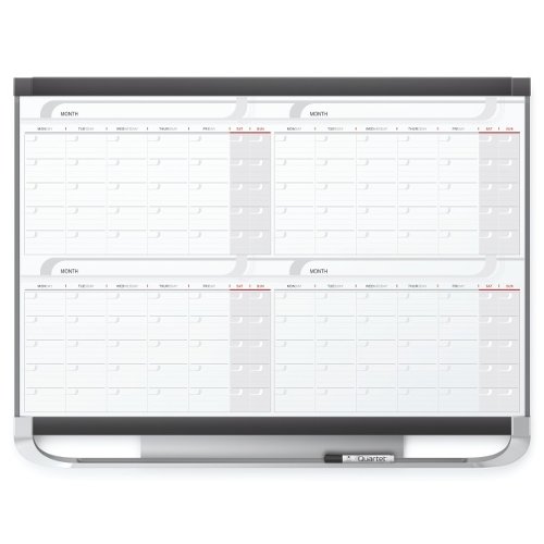 Quartet Prestige 2 3' x 2' Magnetic 4 Month White Board Calendar Black Frame (QRT-4MCP23P2)