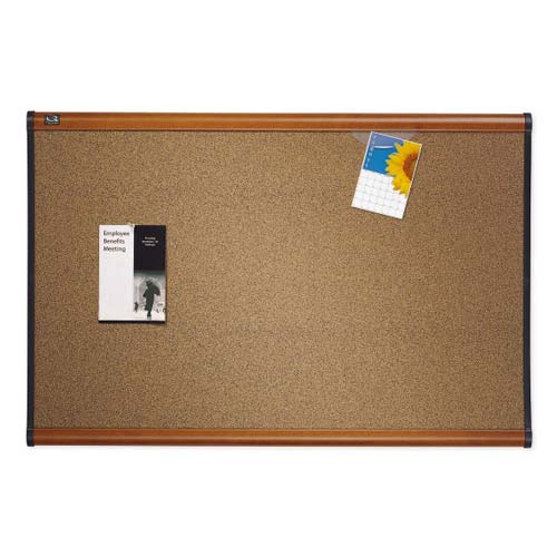 Quartet Prestige 36" x 24" Colored Cork Bulletin Board with Light Cherry Frame (QRT-B243LC) - $54.49 Image 1