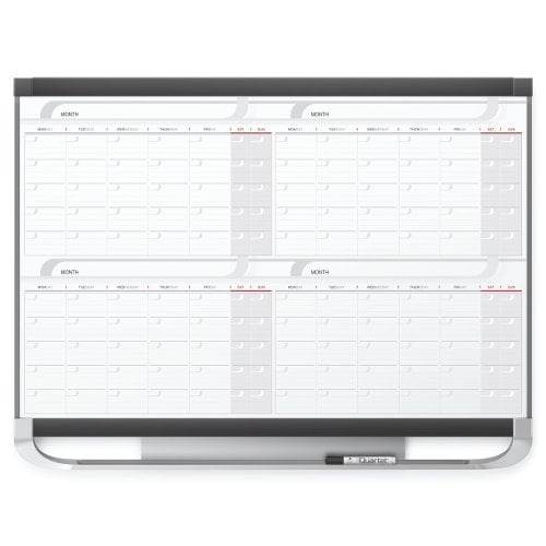 Quartet Prestige2 4' x 3' Magnetic 4 Month White Board Calendar Black Frame (QRT-4MCP43P2) Image 1