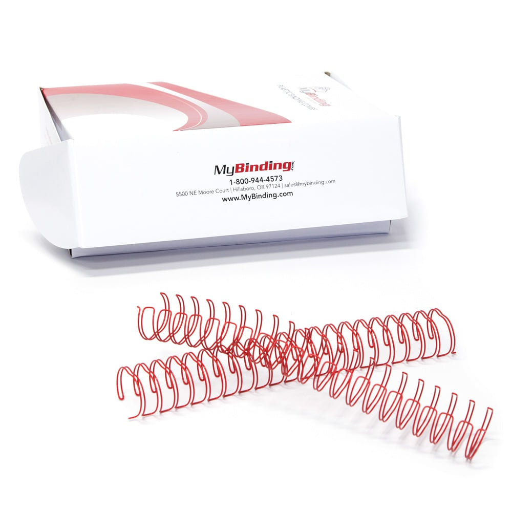 Red 1" 2:1 Pitch Twin Loop Wire - 100pk (W100RD), Binding Supplies Image 1