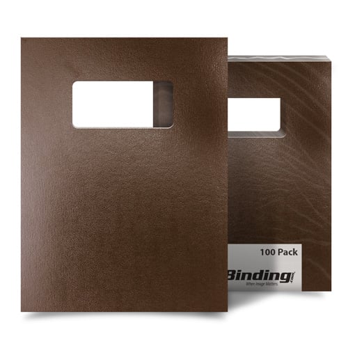 Brown 8.5" x 11" Regency Leatherette Vinyl Covers with Windows - 100 Sets (MYRC8.5X11BRW), MyBinding brand Image 1