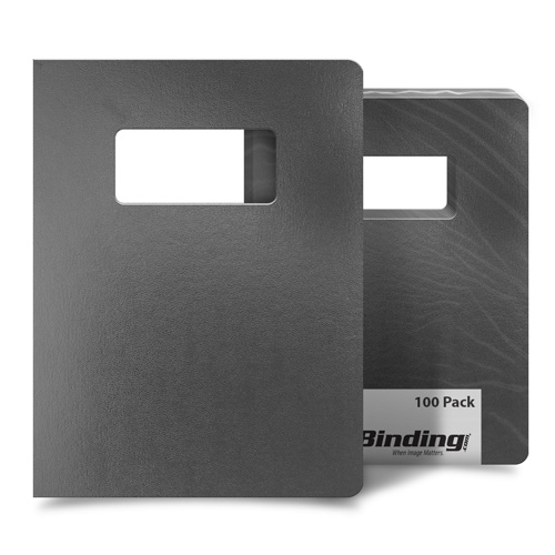 Dark Gray 8.75" x 11.25" Regency Leatherette Vinyl Covers with Windows - 100 Sets (C875X1125DGW) - $146.29 Image 1