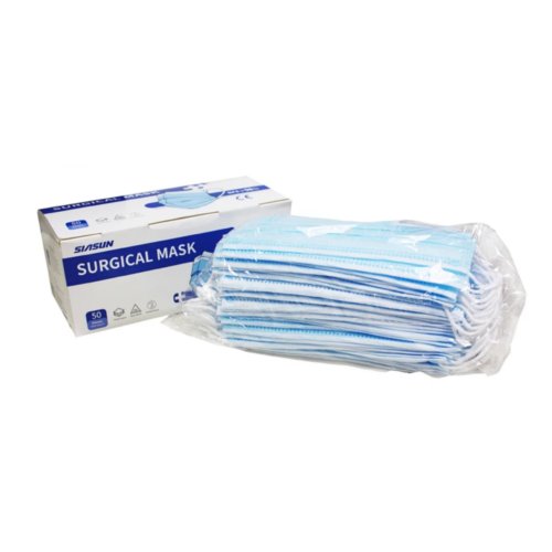 3-Ply Disposable Surgical Face Masks (Latex-Free , Non-Woven) - 50 per Box (PPDSURMSK)
